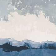 Abstract coastal landscape with textured grey, cream and indigo horizontal bands