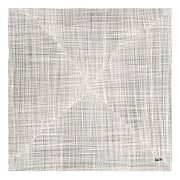 Abstract artwork of a fine woven grid pattern in charcoal and off-white tones