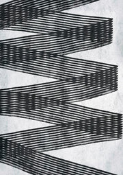 Black zigzag lines in repeating horizontal bands on a textured grey background