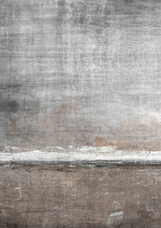 Textured abstract artwork with grey and brown horizontal bands and a rough white dividing line