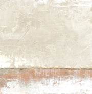 Abstract artwork with textured cream upper section and terracotta lower band divided by a thin line
