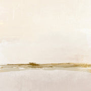 Abstract artwork with a horizontal gold and ochre band on a pale cream textured background