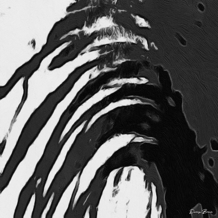Close-up abstract black and white stripe pattern with textured painterly surface