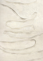 Textured plaster relief artwork with winding raised lines on an off-white surface