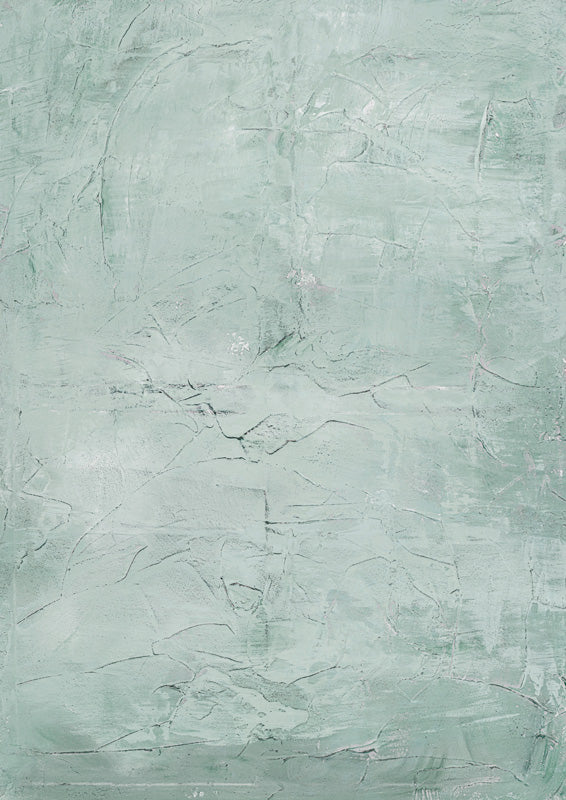 Textured sage green plaster abstract artwork with fine cracks and raised surface detail