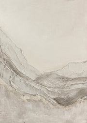 Textured abstract artwork of a plaster ridge with fine lines in cream and grey tones