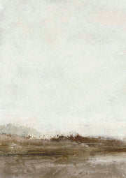 Abstract landscape artwork with pale textured sky and muted earth-toned horizon line