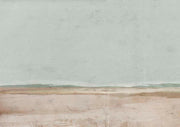 Abstract landscape with pale sage sky and blush sand horizon in muted tones
