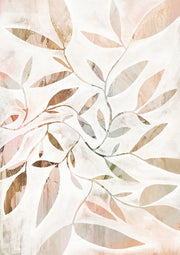 Painterly leaf branch silhouettes in beige, blush and sage tones