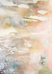 Abstract artwork with soft pastel washes in pink, beige and ochre tones