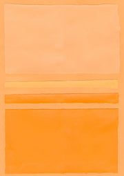 Abstract artwork with horizontal orange and peach bands and torn paper edges