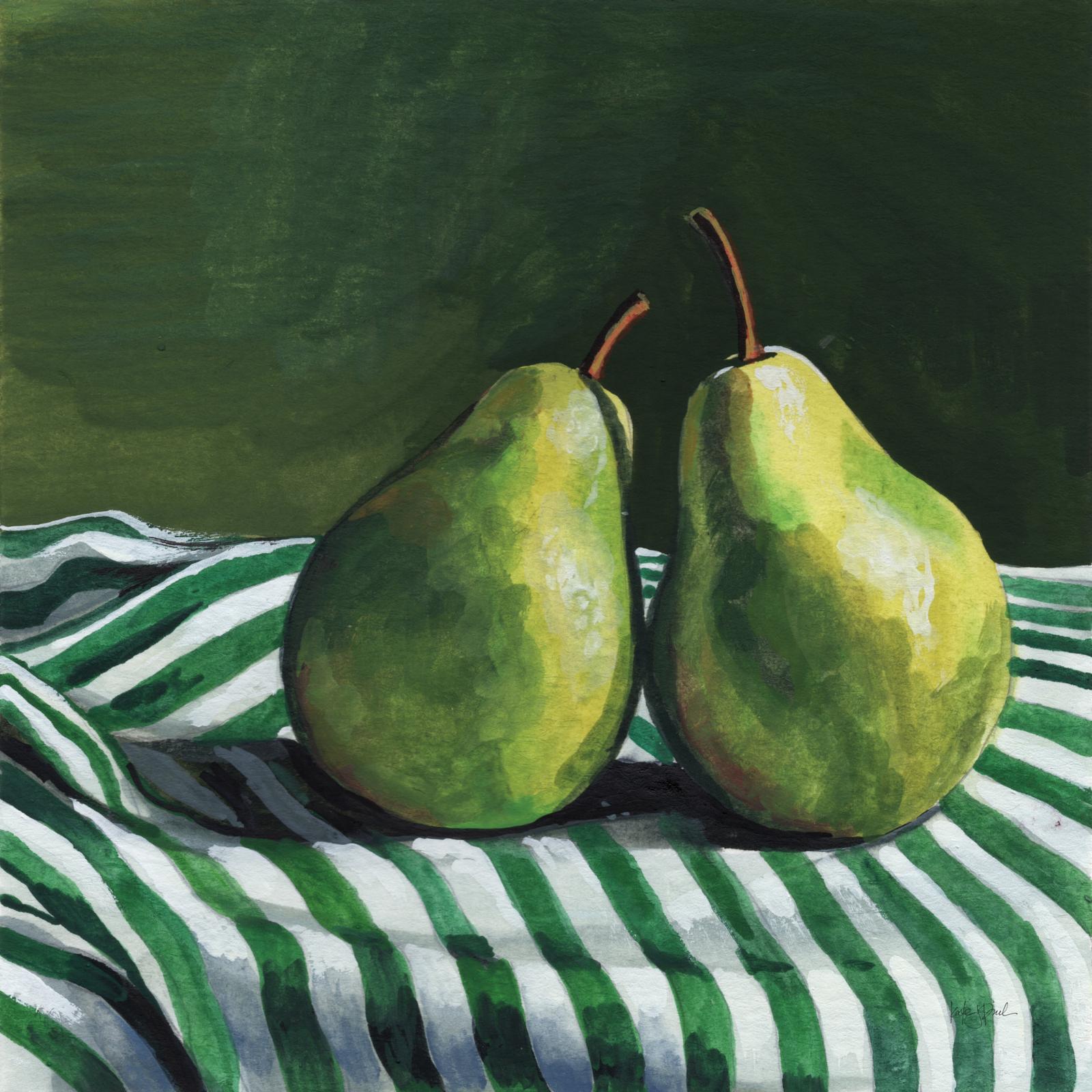 A Pair Of Pears On Tablecloth