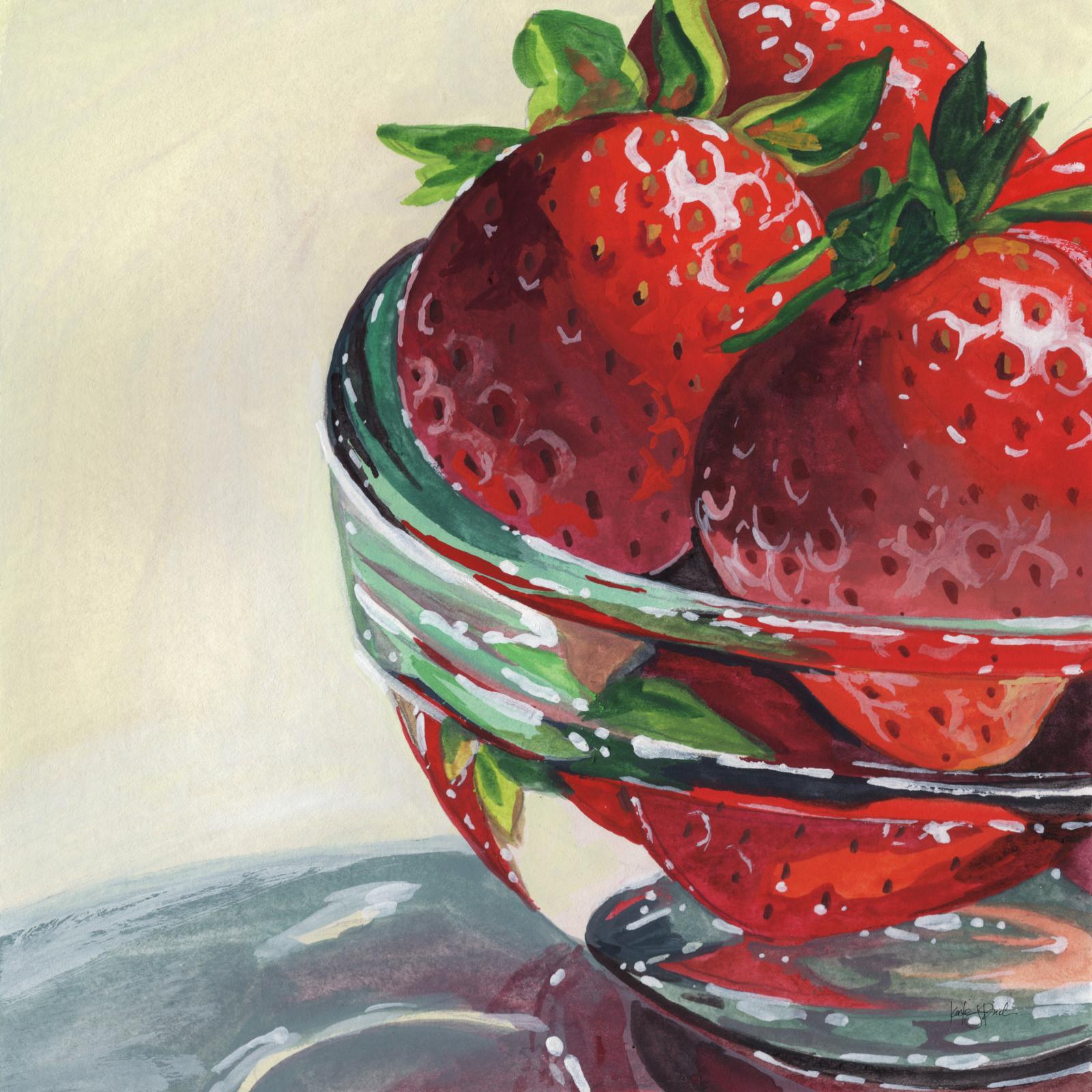 Glass Bowl Of Strawberries