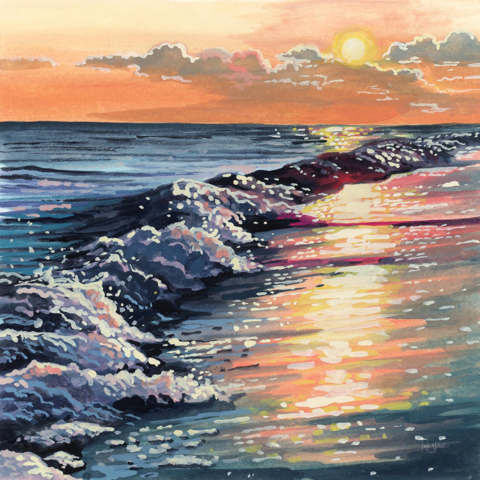Colourful Sunset On The Waves