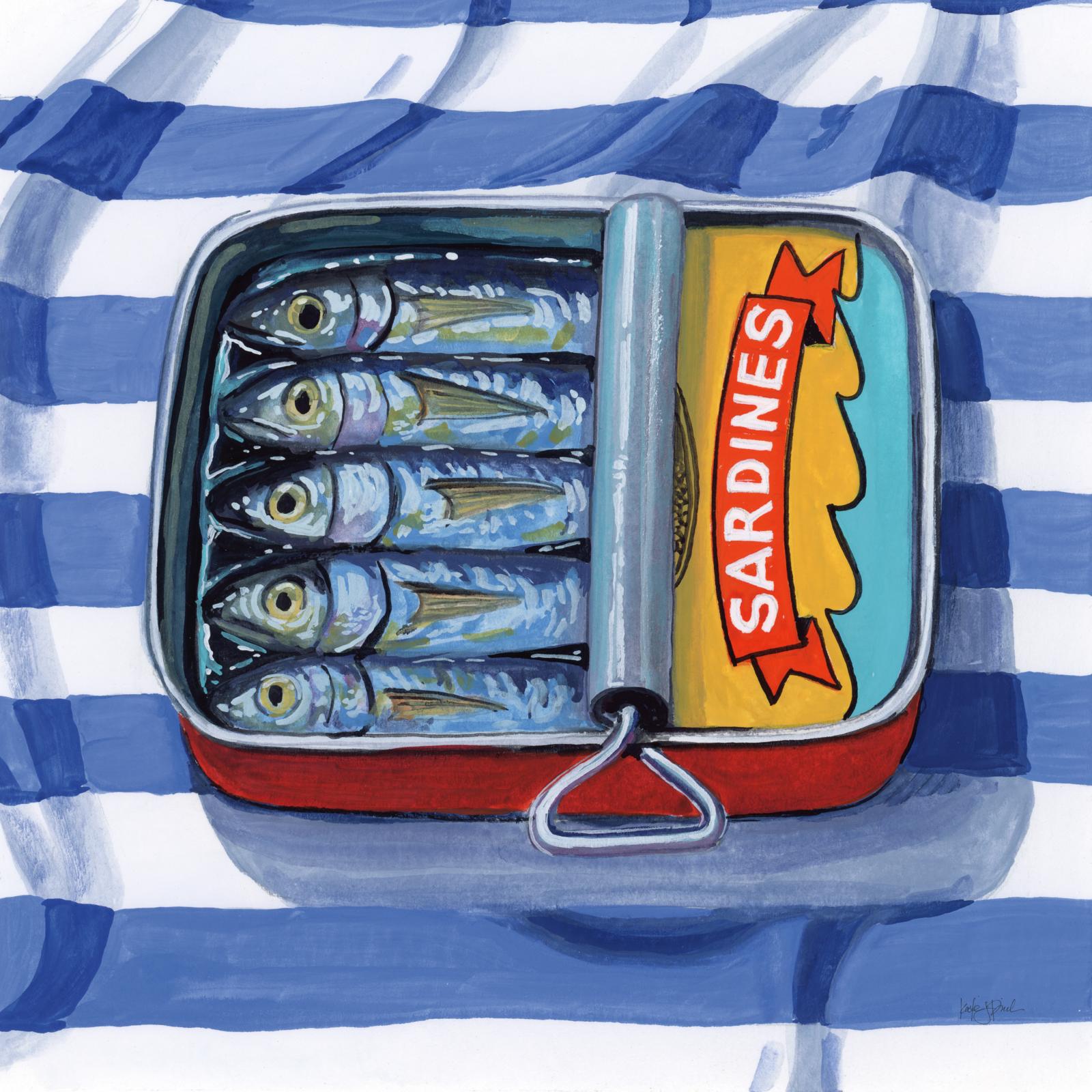 Sardines On Stiped Cloth