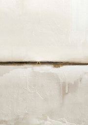 Textured off-white abstract with a thin dark horizontal line and subtle ochre accents