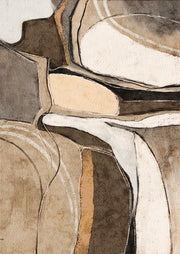 Abstract watercolour artwork with layered organic shapes in earthy neutral tones
