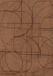 Geometric line drawing of overlapping circles on a textured brown background